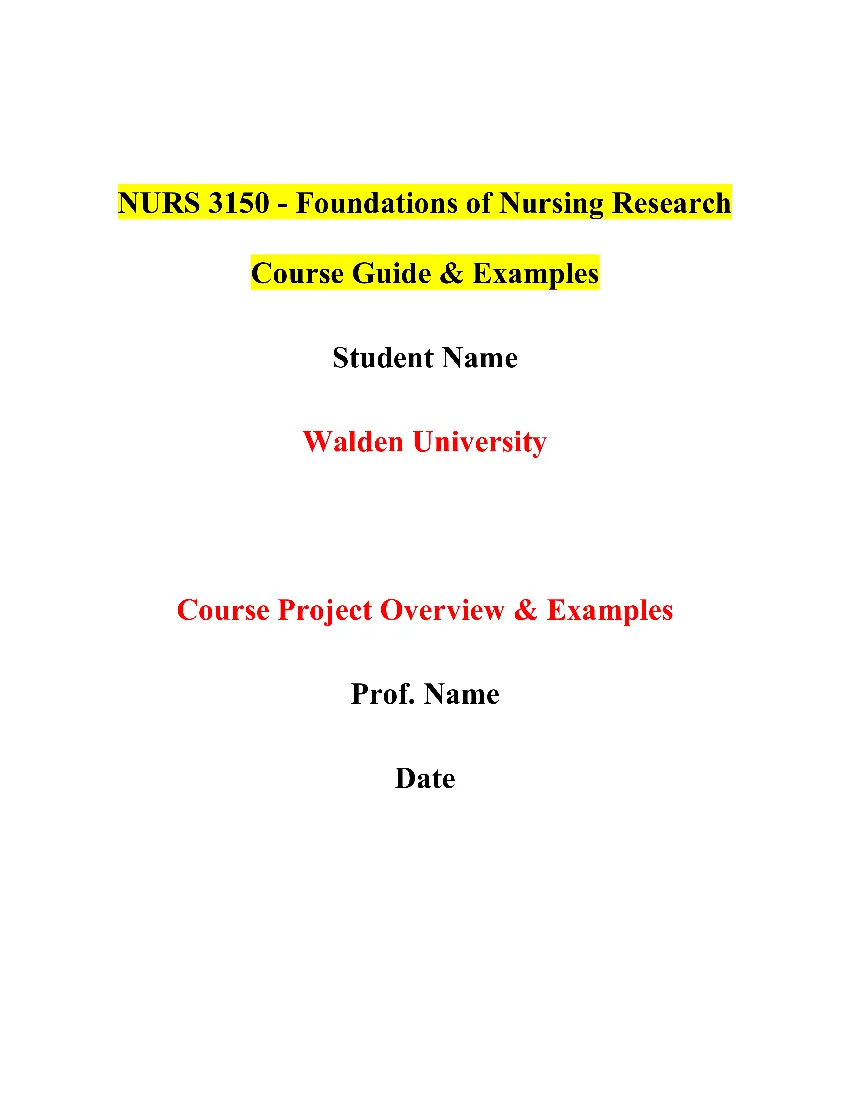 NURS 3150 - Foundations of Nursing Research Course Guide & Examples